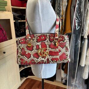 Gucci snakeskin Arli large top handle bag retail $5,500